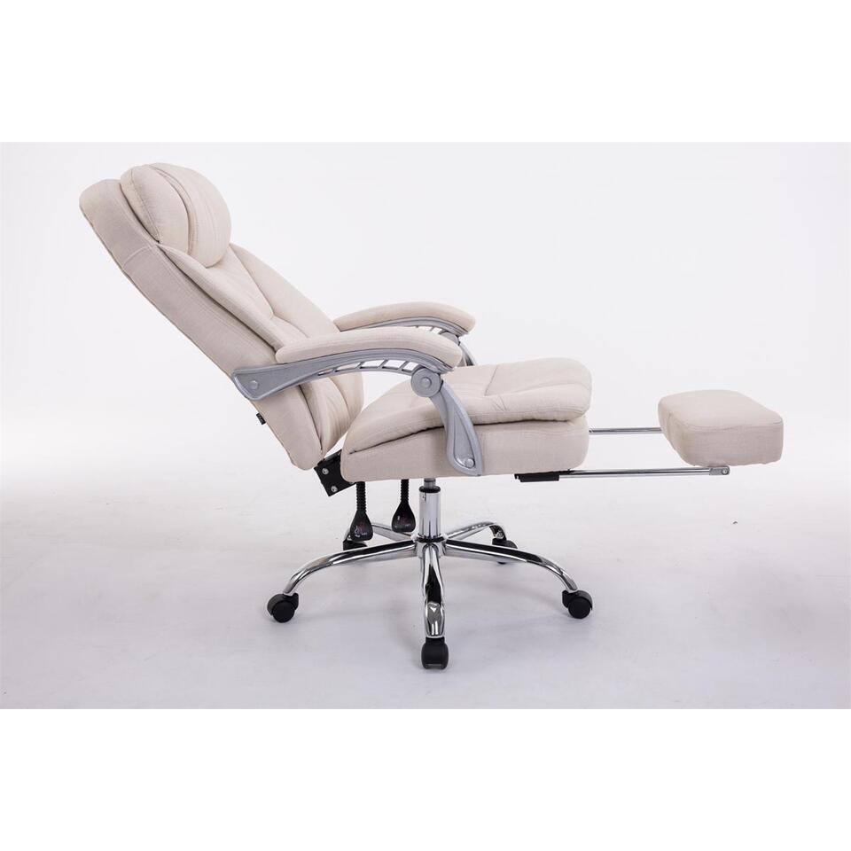  CLP Bureaustoel XL Troy Chroom Frame - Stof - Creme