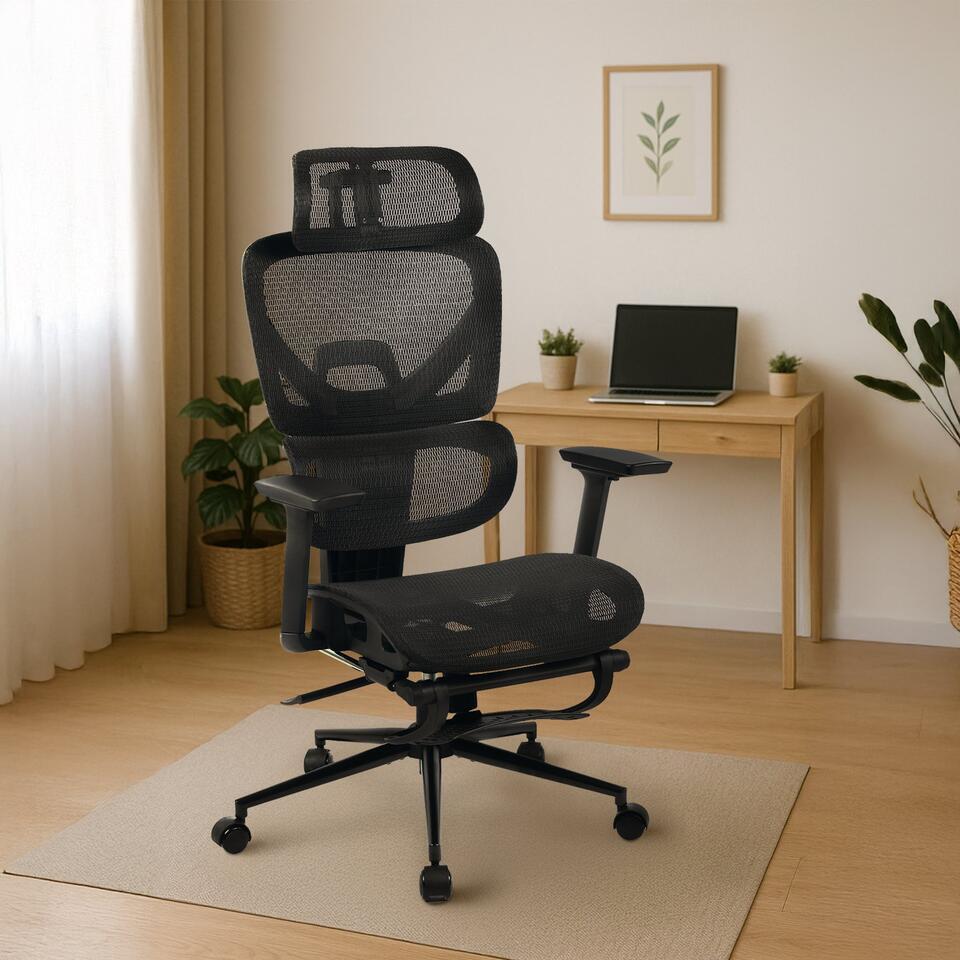  CLP Bureaustoel Beresford Zwart Frame - Stof - Zwart