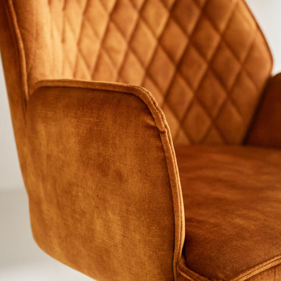  Barkruk Novan Velvet Cognac - Zithoogte 68 Cm - Stof - Bruin