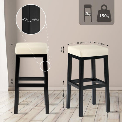  CLP Barkruk Taylor B80 Zwart Frame - Kunstleer - Creme