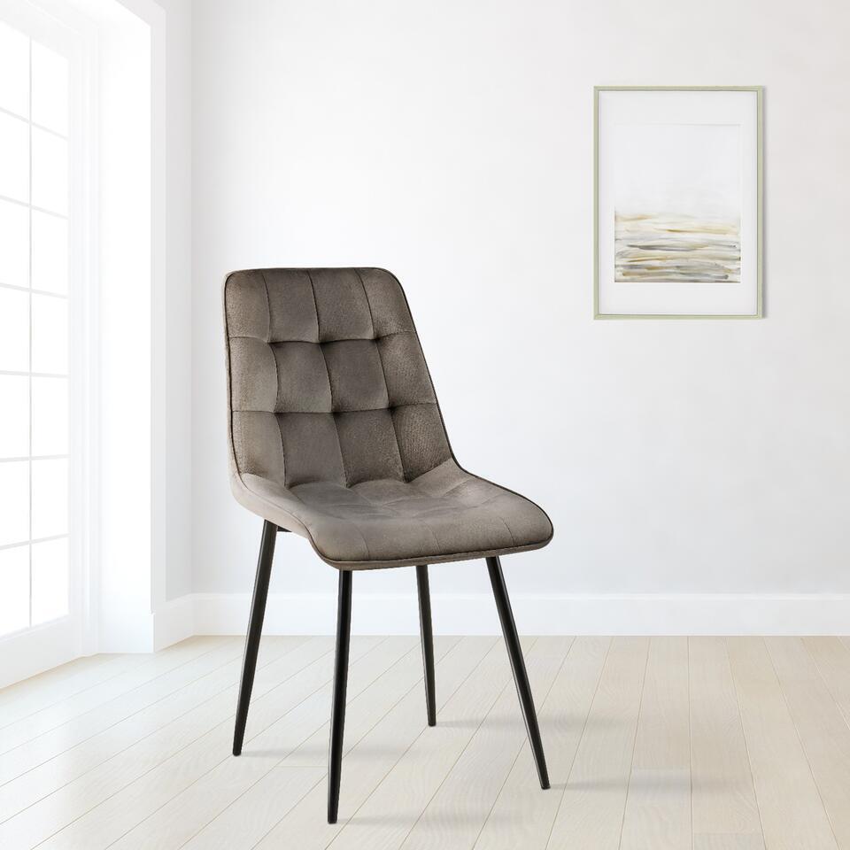  CLP Set Van 2 Eetkamerstoel Gifford Mat Zwart Frame - Fluweel - Antraciet