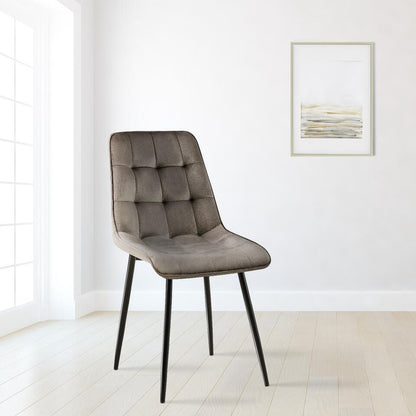  CLP Set Van 2 Eetkamerstoel Gifford Mat Zwart Frame - Fluweel - Antraciet