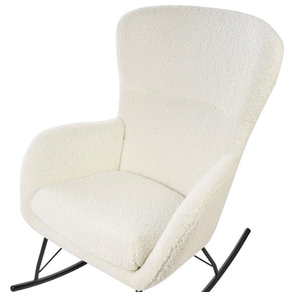  ANASET - Schommelstoel - Wit/Zwart - Bouclé