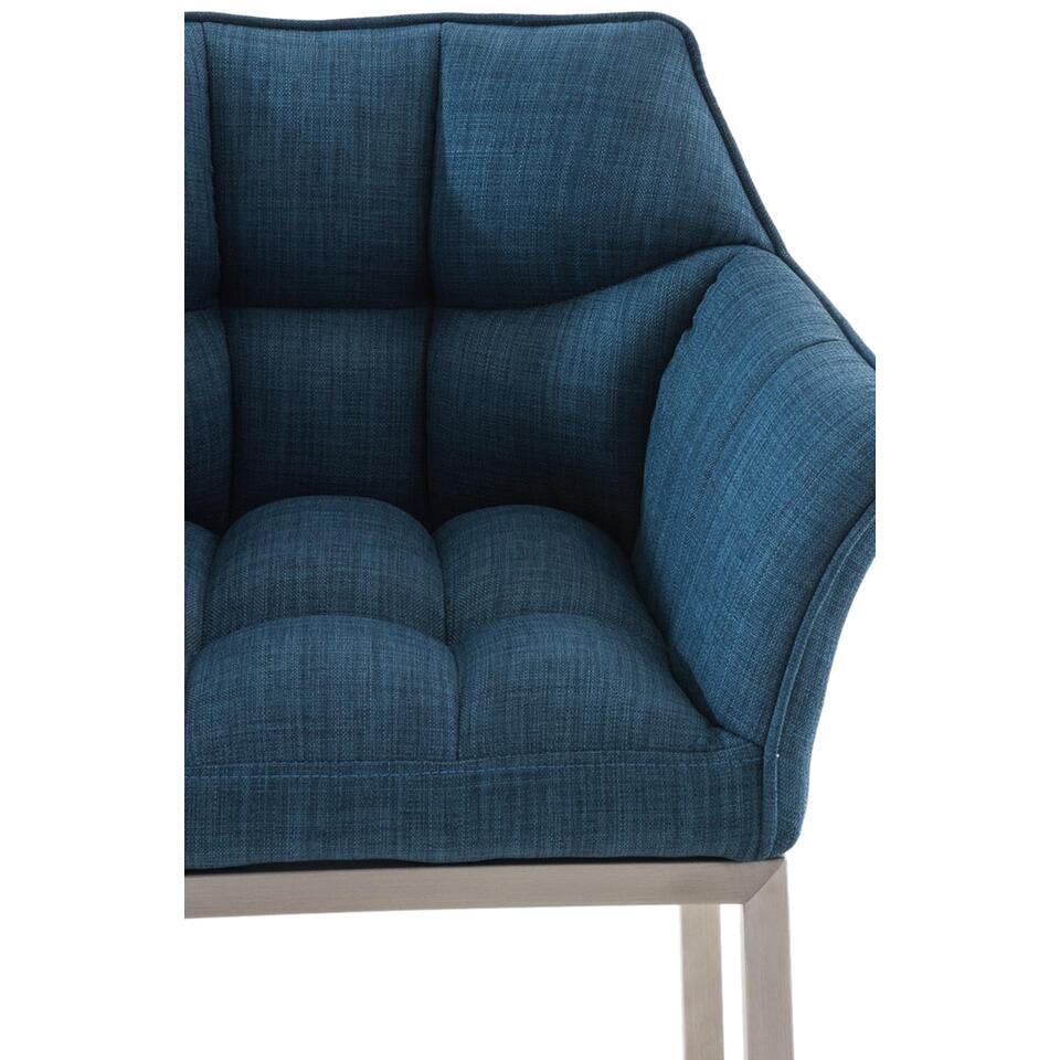  CLP Barkruk Damaso Roestvrij Staal Frame - Stof - Blauw
