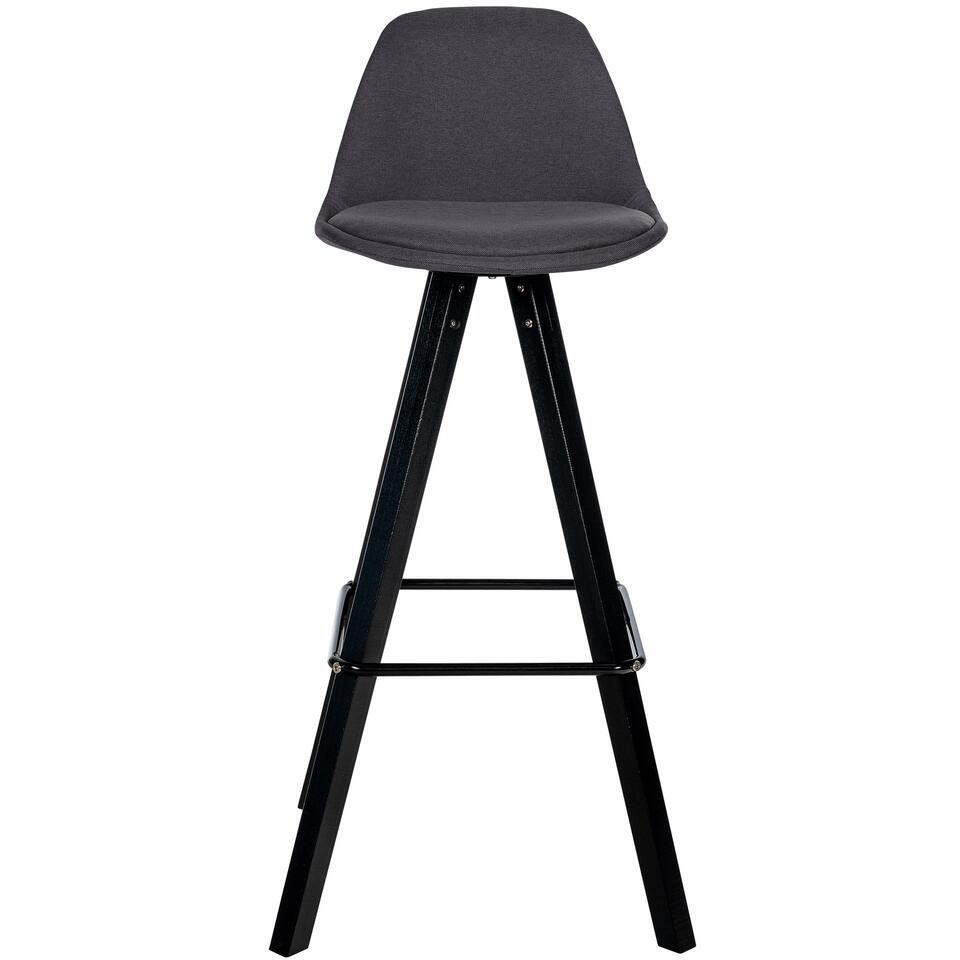  CLP Barkruk Corbin Zwart Frame - Stof - Donkergrijs