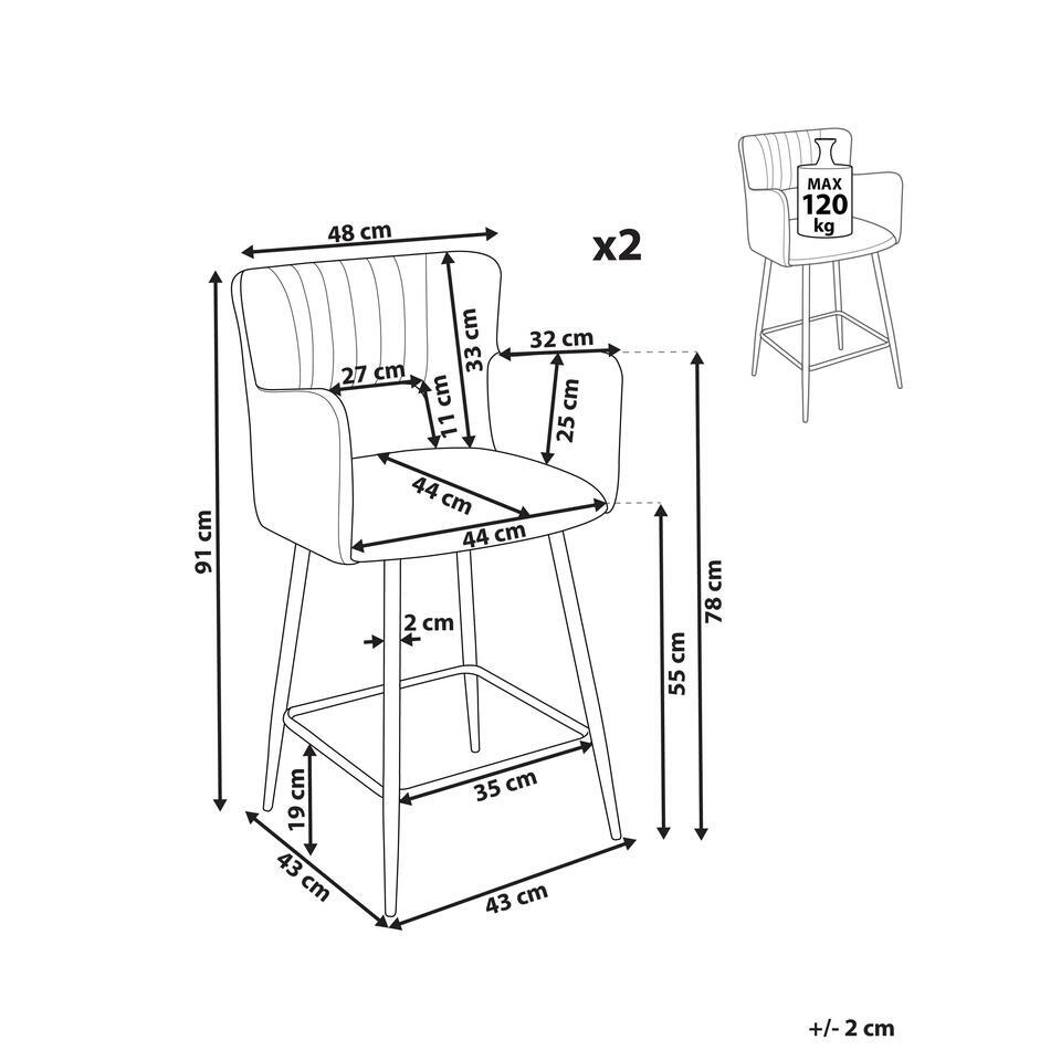  SANILAC - Barkruk Set Van 2 - Wit - Fluweel