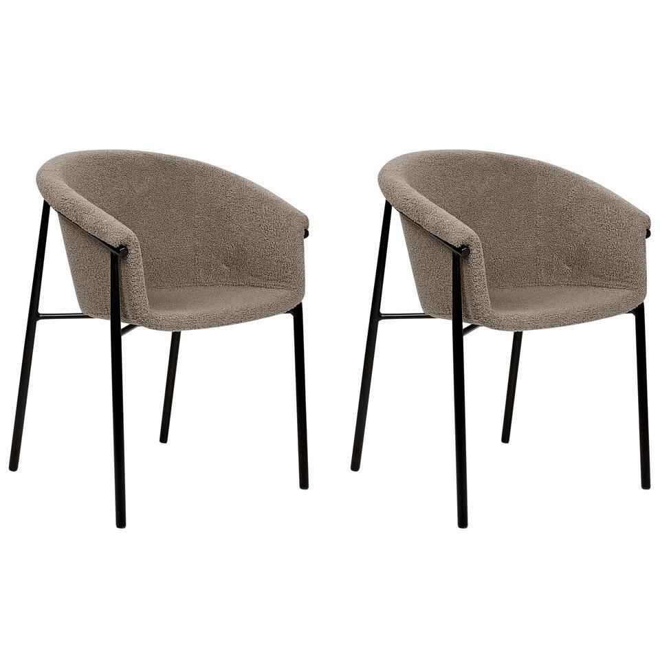  AMES - Eetkamerstoel Set Van 2 - Taupe - Bouclé