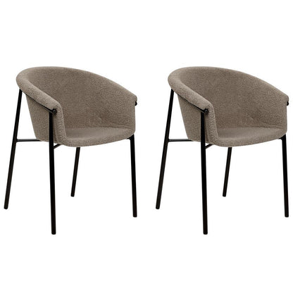  AMES - Eetkamerstoel Set Van 2 - Taupe - Bouclé
