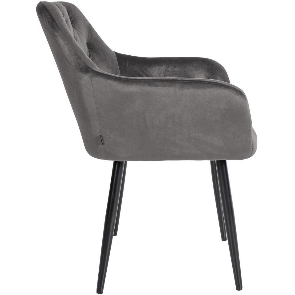  CLP Eetkamerstoel Stanley Zwart Frame - Fluweel - Donkergrijs