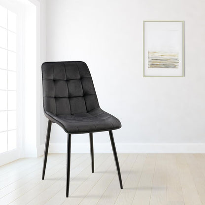  CLP Set Van 2 Eetkamerstoel Gifford Mat Zwart Frame - Fluweel - Zwart