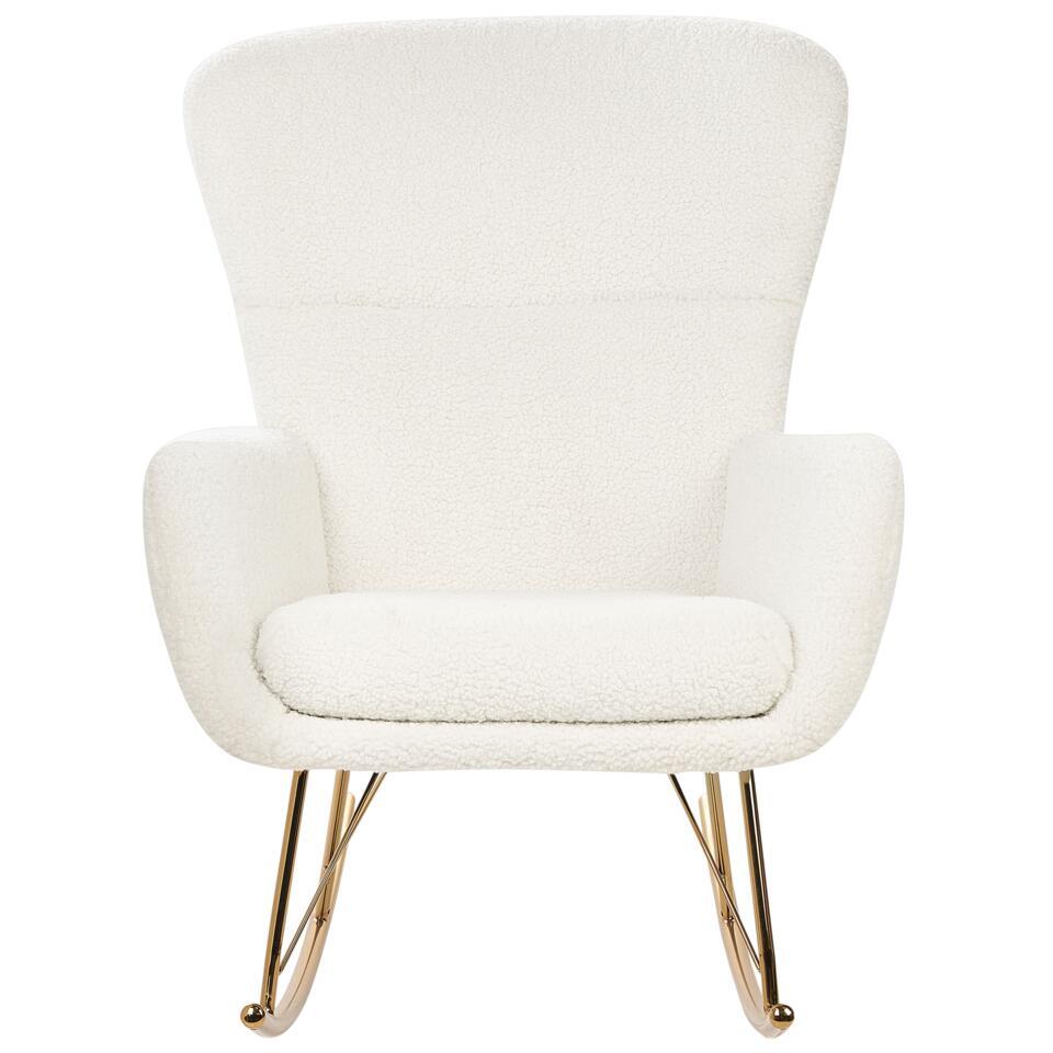  ANASET - Schommelstoel - Wit/Goud - Bouclé