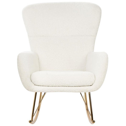  ANASET - Schommelstoel - Wit/Goud - Bouclé