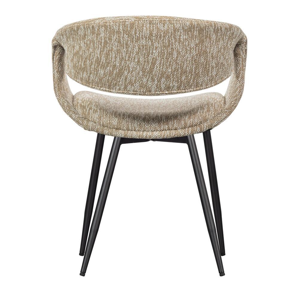  WOOOD Yossi Eetkamerstoelen Met Metalen Zwarte Poot - Zand - Set Van 2