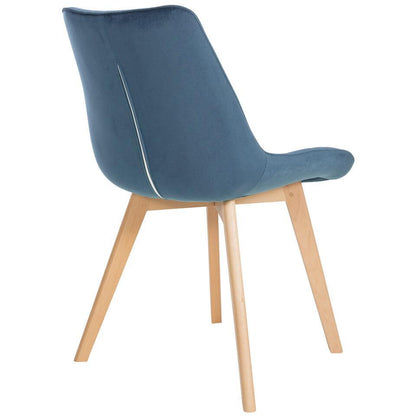  CLP Eetkamerstoel Brook Natura Frame - Fluweel - Blauw