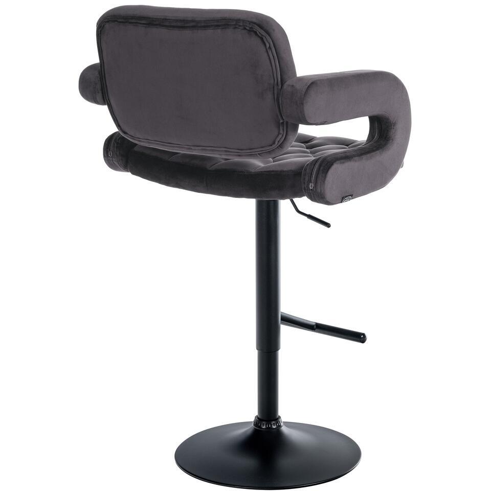  CLP Barkruk Dublin Zwart Frame - Fluweel - Donkergrijs