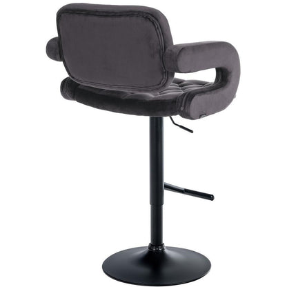  CLP Barkruk Dublin Zwart Frame - Fluweel - Donkergrijs