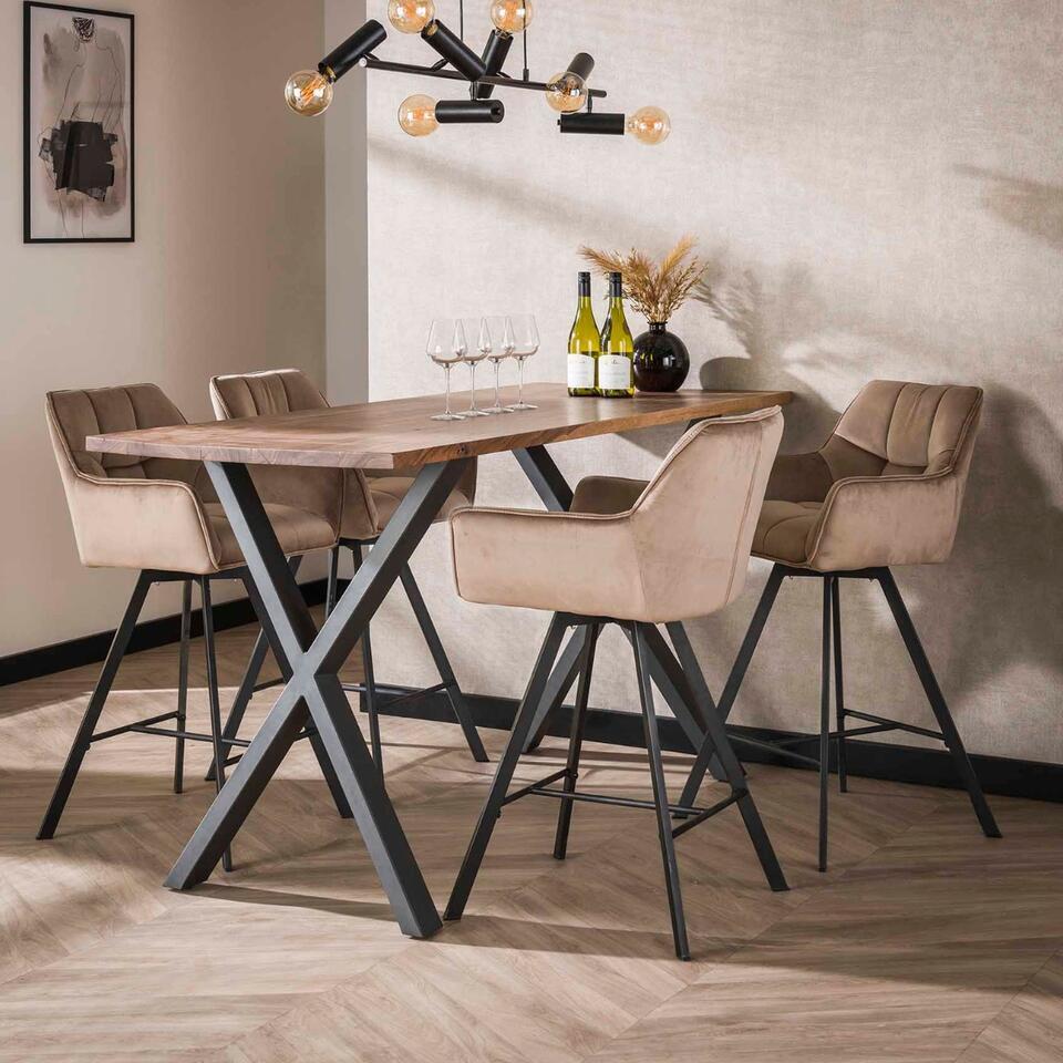 Fraaai - Ramon Draaibare Barstoel - 69 Cm - Velvet - Champagne
