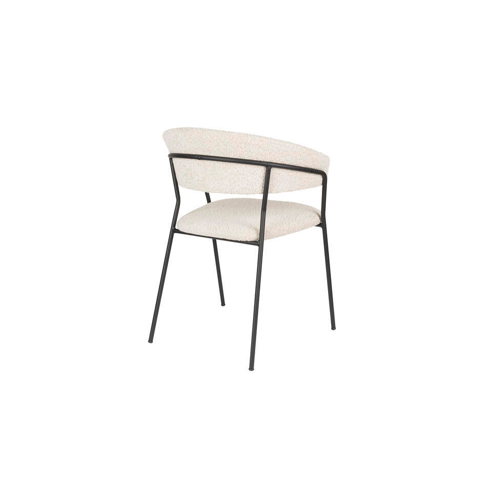  Housecraft Zeri Eetkamerstoelen Armleuning Off White/ Zwart - Set Van 2