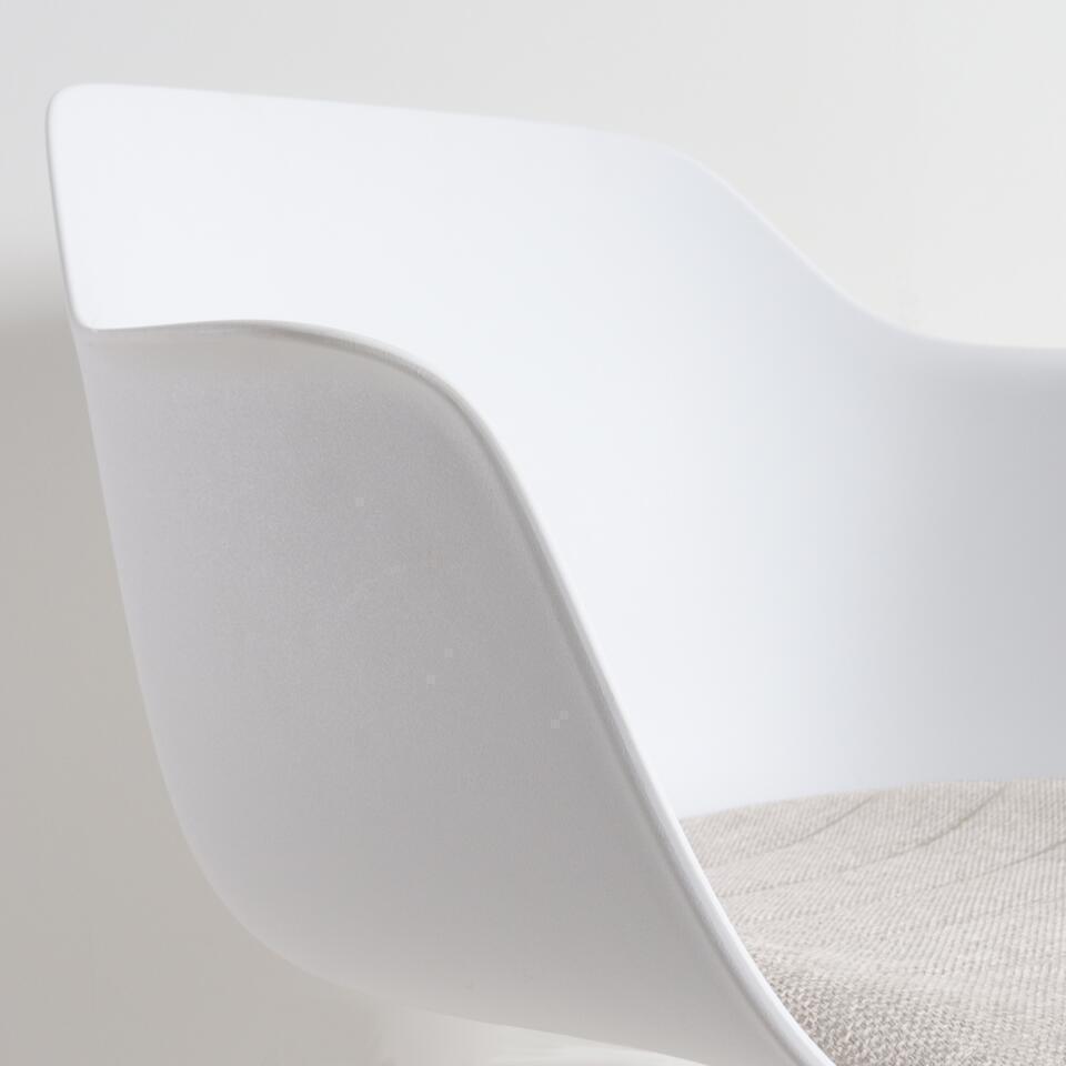 Nolon Noa-Liz Eetkamerstoel Wit - Beige Kussen - Witte Poten
