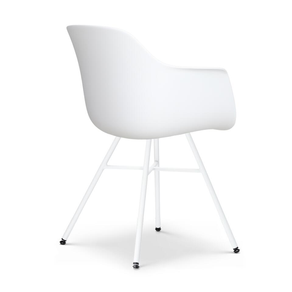  Nolon Noa-Liz Eetkamerstoel Wit - Beige Kussen - Witte Poten