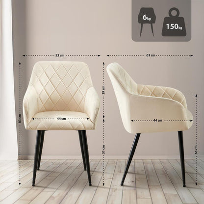  CLP Eetkamerstoel Monett Fluweel - Creme