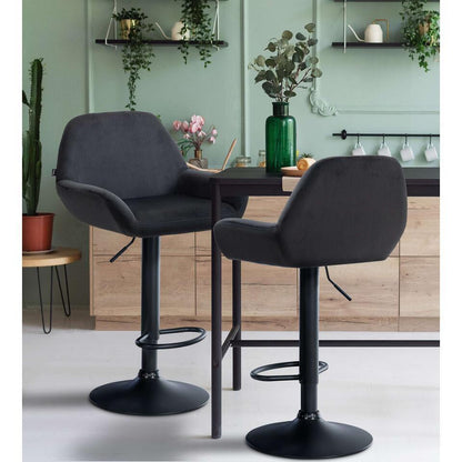  CLP Set Van 2 Barkruk Braga Zwart Frame - Fluweel - Zwart