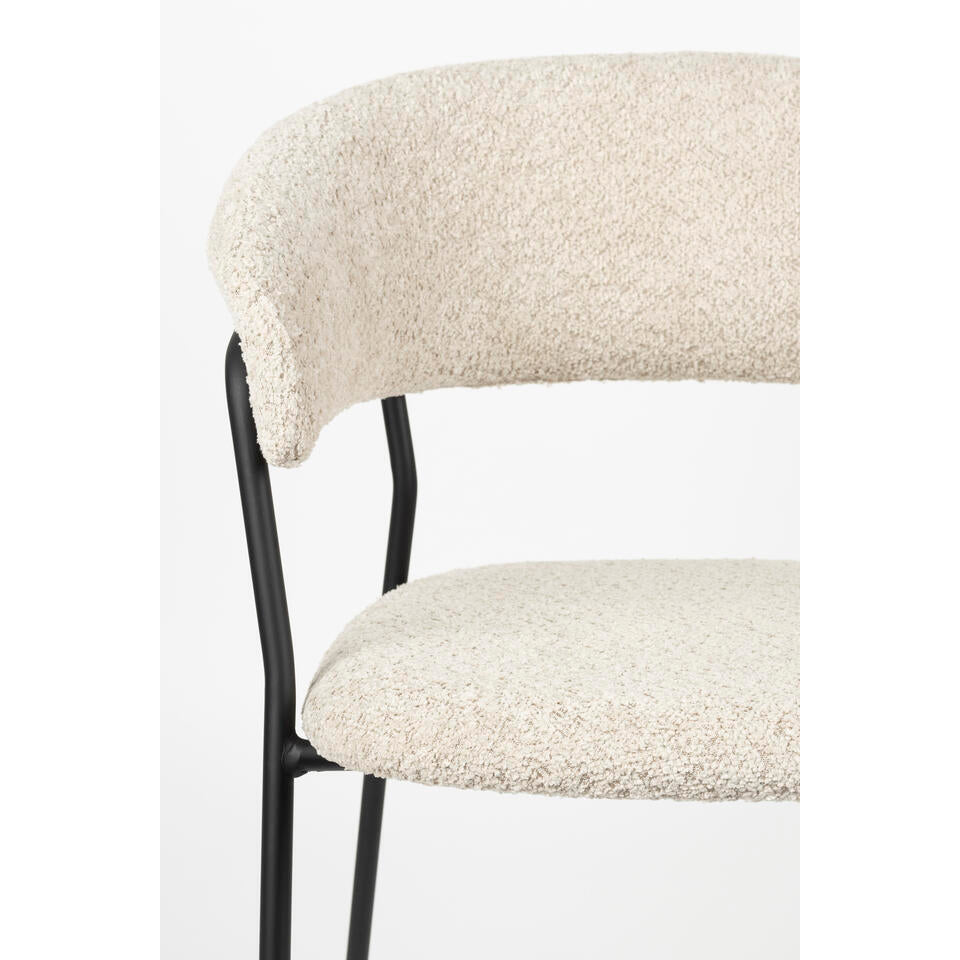  Housecraft Zeri Eetkamerstoelen Armleuning Off White/ Zwart - Set Van 2