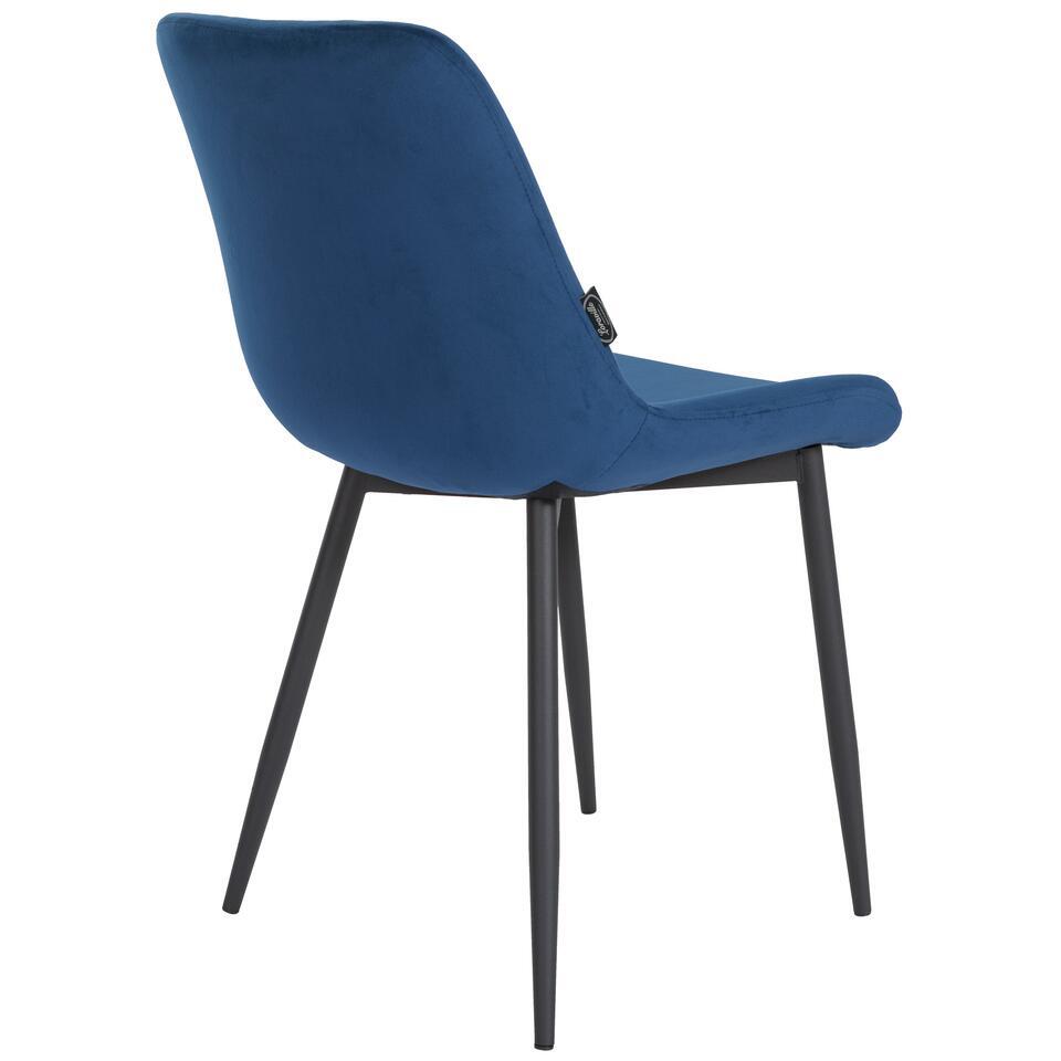  CLP Eetkamerstoel Victoria Zwart Frame - Fluweel - Blauw