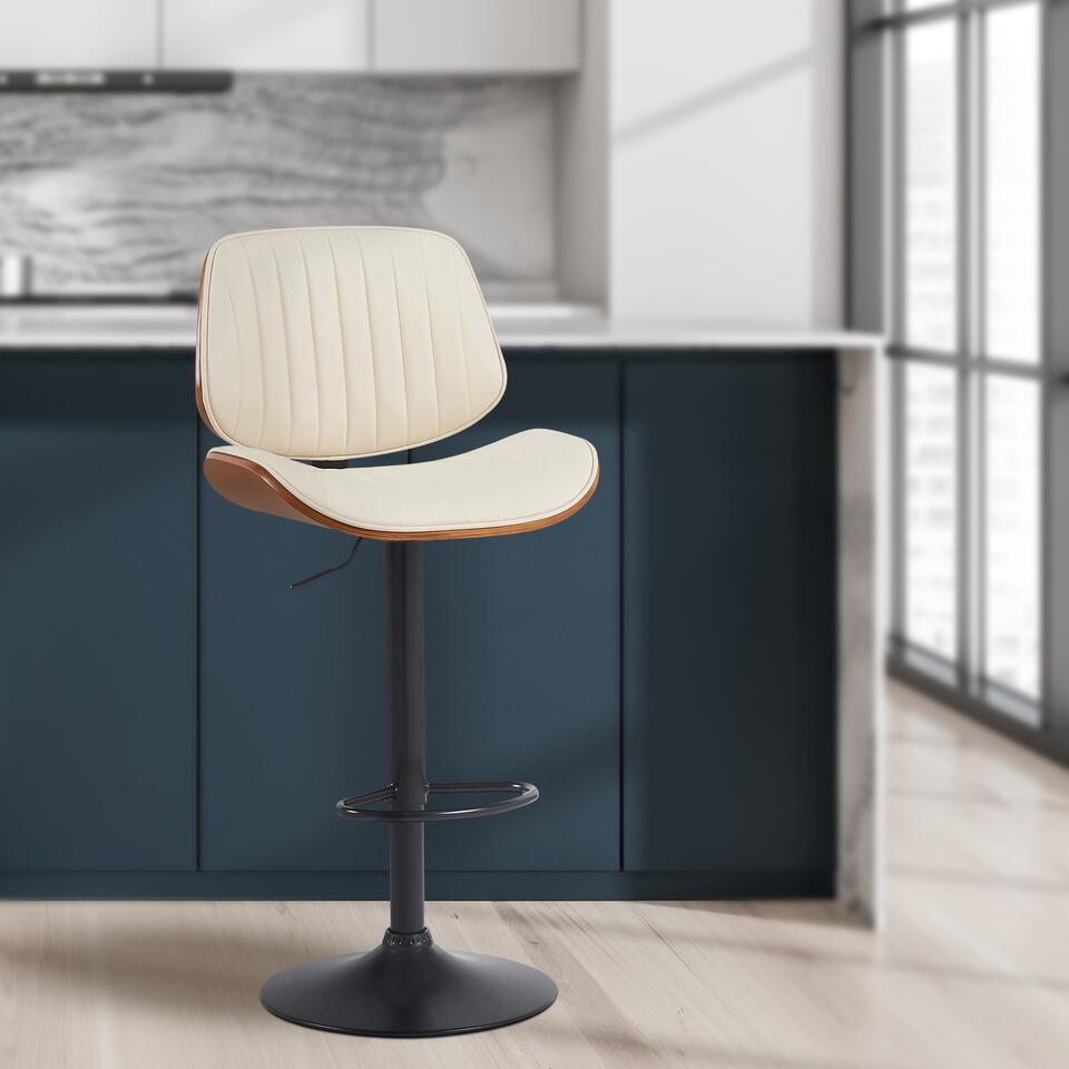  CLP Set Van 2 Barkruk Clawson Zwart Frame - Kunstleer - Walnoot/creme