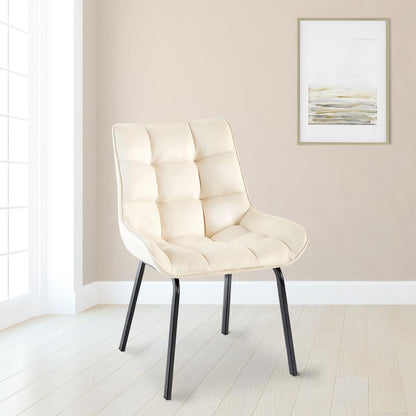 CLP Eetkamerstoel Saranda Zwart Frame - Fluweel - Creme