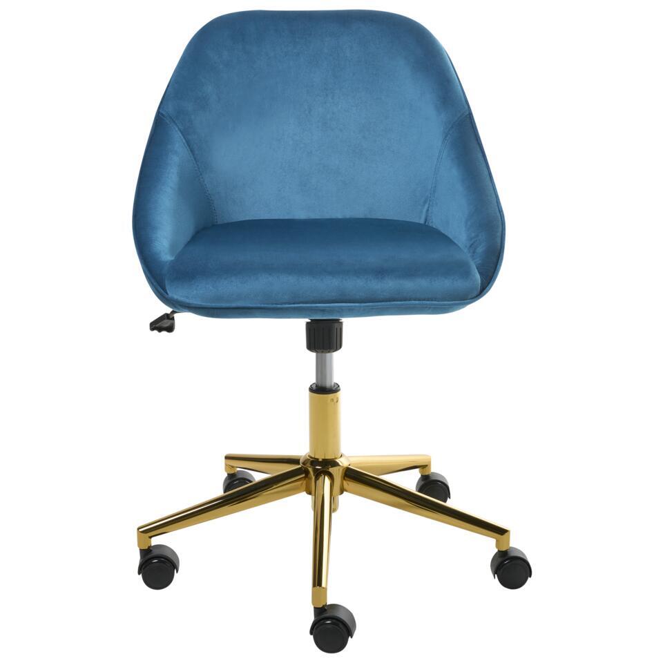  BARDSDALE - Bureaustoel - Marineblauw - Fluweel