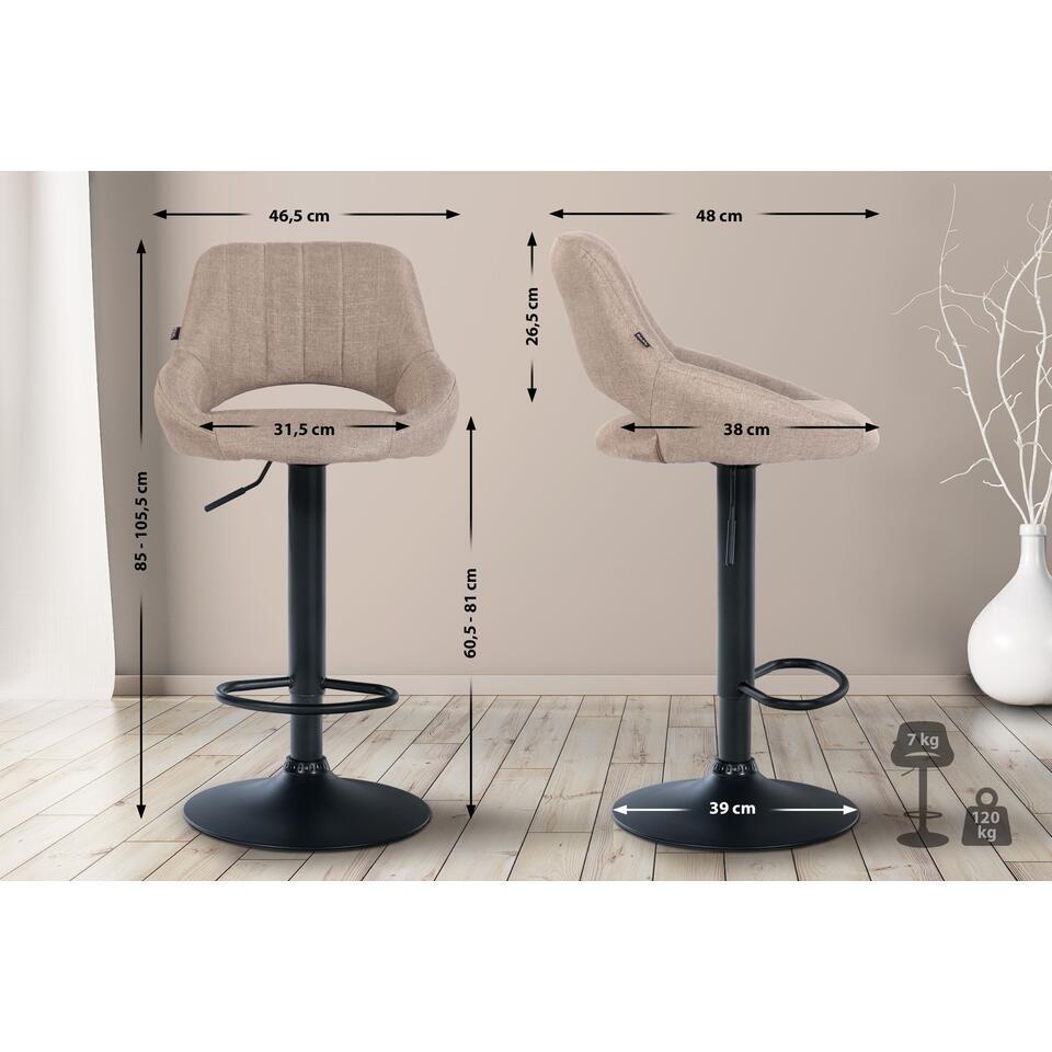  CLP Barkruk Milet Zwart Frame - Stof - Taupe
