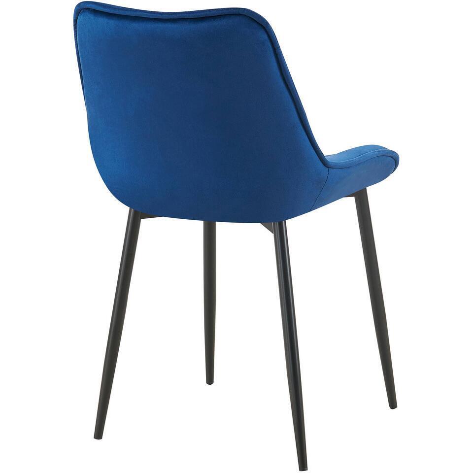  CLP Set Van 2 Eetkamerstoel Wallace Zwart Frame - Fluweel - Blauw