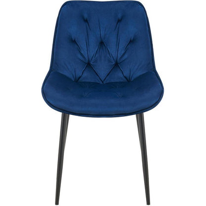  CLP Set Van 2 Eetkamerstoel Wallace Zwart Frame - Fluweel - Blauw