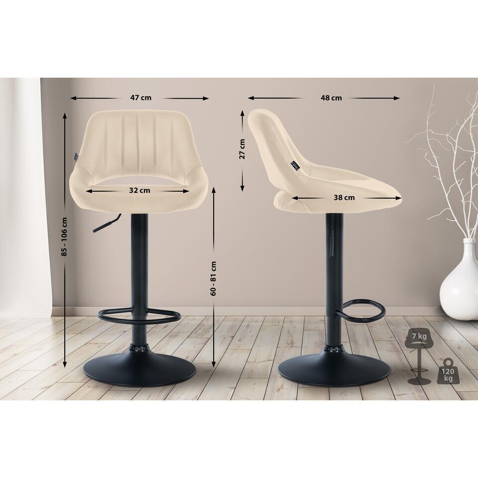  CLP Barkruk Milet Zwart Frame - Kunstleer - Creme