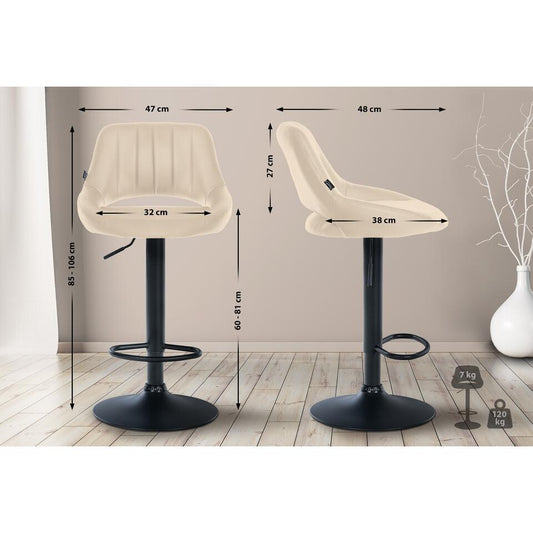  CLP Barkruk Milet Zwart Frame - Kunstleer - Creme