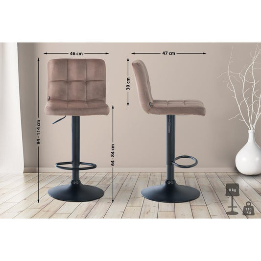  CLP Set Van 2 Barkruk Peru Zwart Frame - Fluweel - Bruin