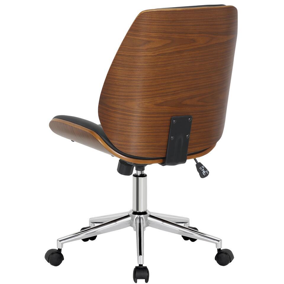  CLP Bureaustoel Mitch Chroom Frame - Kunstleer (PVC) - Walnoot/zwart
