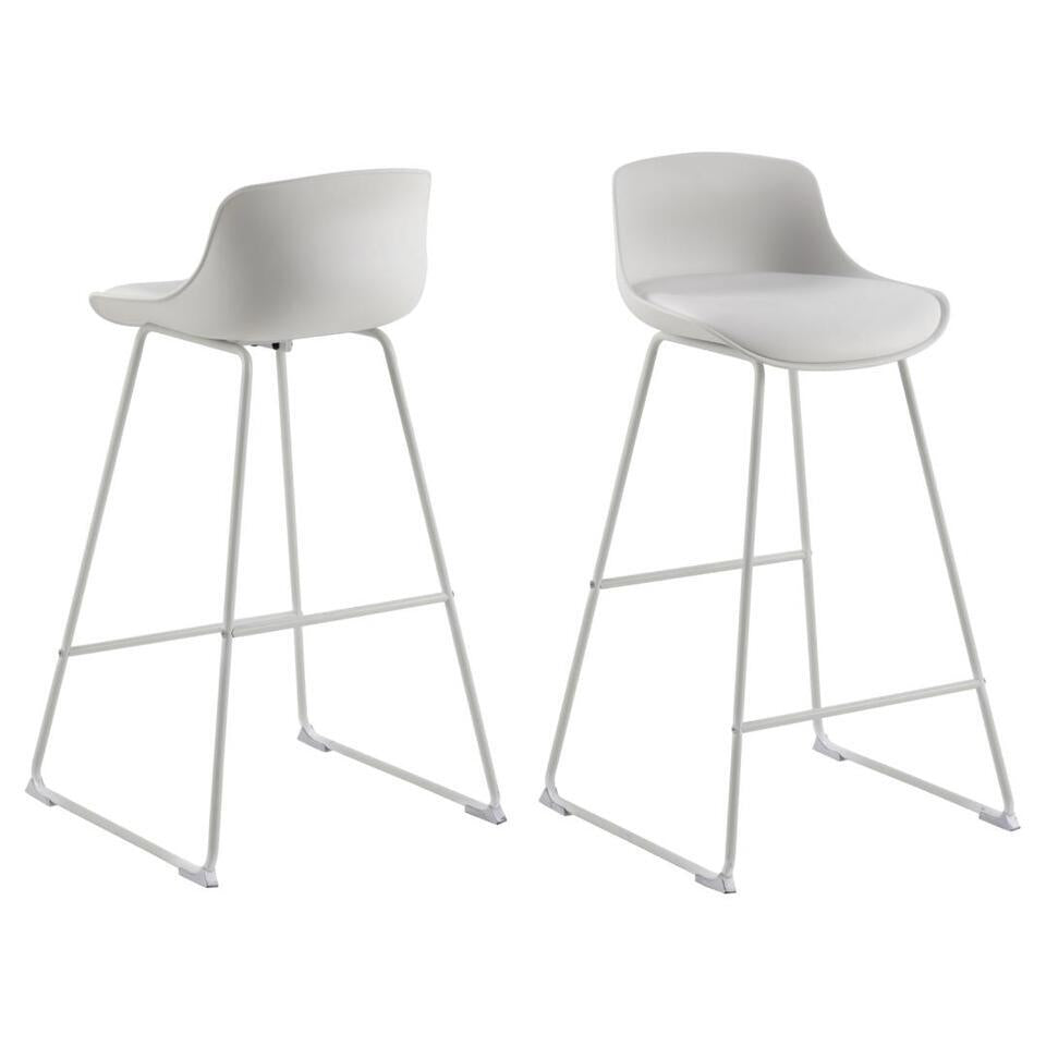  Barkruk Wit PU - Zithoogte 76cm - 43x49x94cm - Sithney - Set Van 2