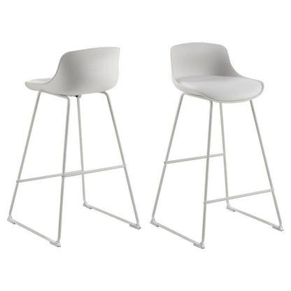  Barkruk Wit PU - Zithoogte 76cm - 43x49x94cm - Sithney - Set Van 2