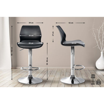  CLP Set Van 2 Barkruk Gilbert Chroom Frame - Kunststof - Zwart