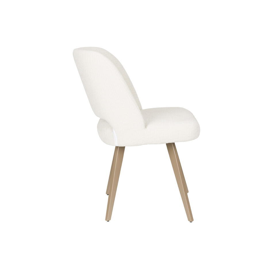  Eetkamerstoel Wit Stof - Zithoogte 48cm - 59,5x53x83,5cm - Yves - Set Van 2