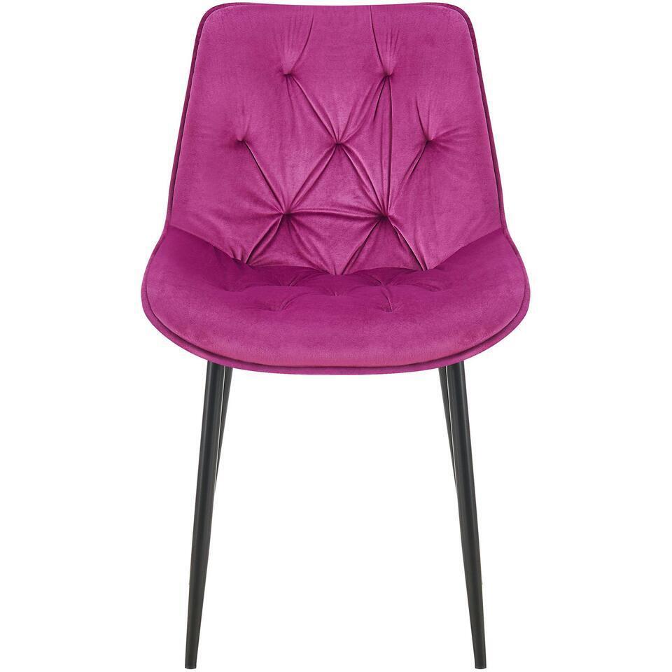  CLP Set Van 2 Eetkamerstoel Wallace Zwart Frame - Fluweel - Paars