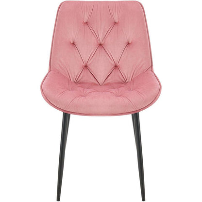  CLP Set Van 2 Eetkamerstoel Wallace Zwart Frame - Fluweel - Roze
