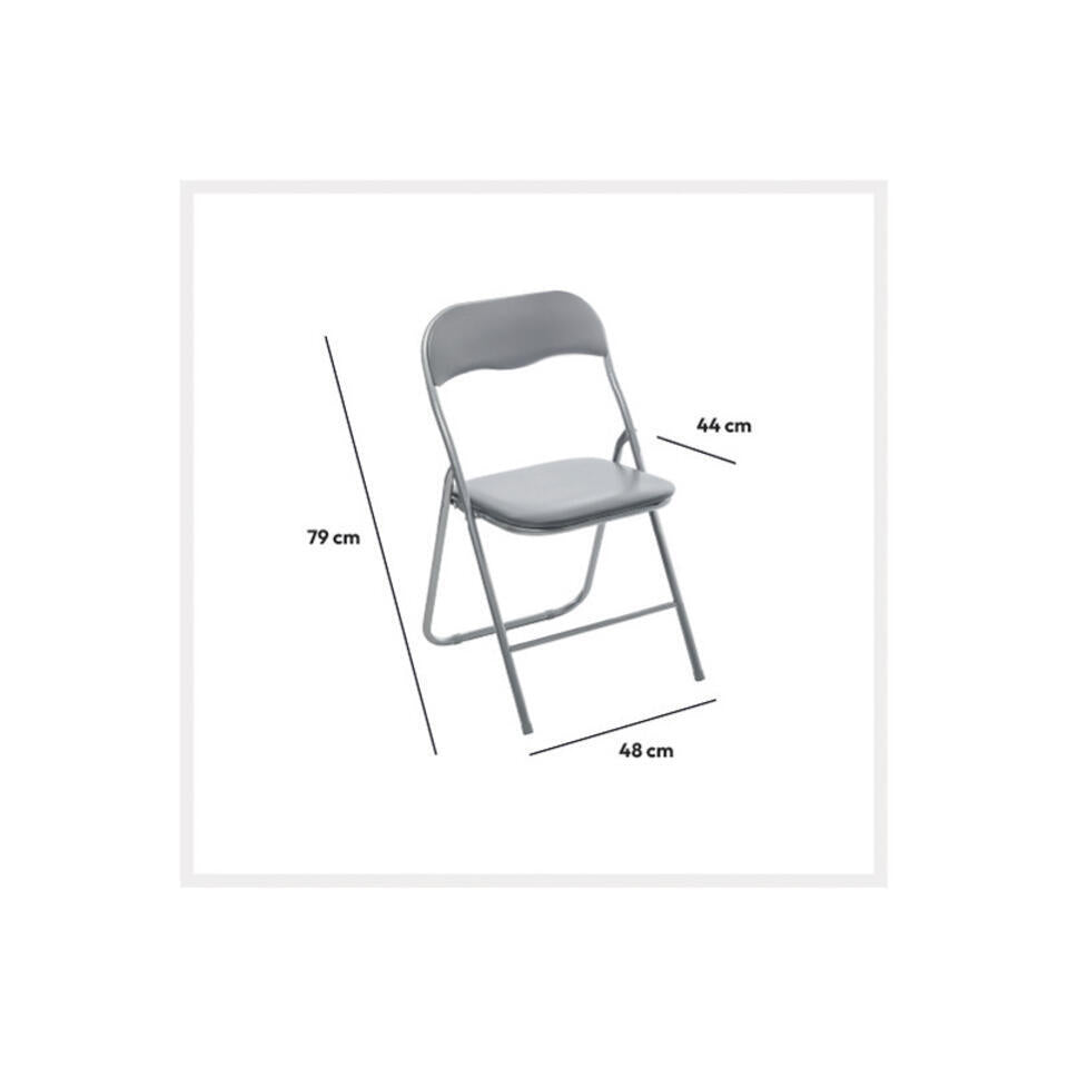  5Five Klapstoel Met Pvc Zitting - Grijs - 44 X 48 X 79 Cm