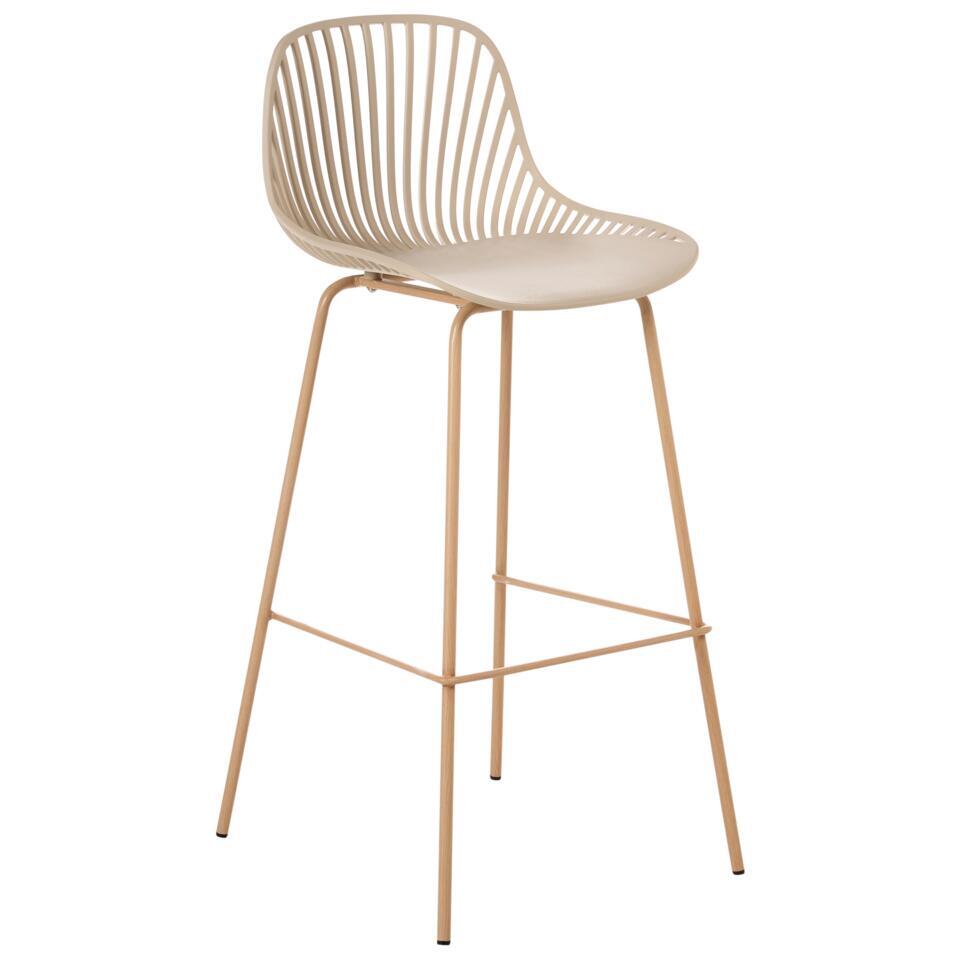  KLEVE - Set Van 4 Barstoelen - Beige - Synthetisch Materiaal