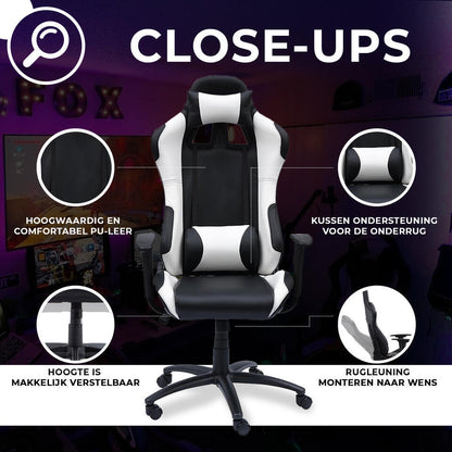  Ocazi New York Gaming Stoel - Bureaustoel - Zwart/Wit