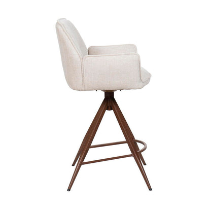  Barstoel Beige/Walnoot - Zithoogte 66cm - Noa - Set Van 2