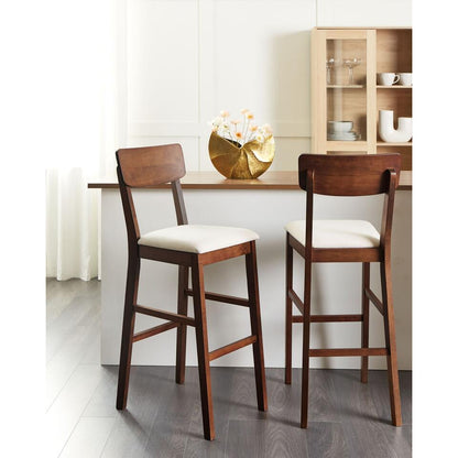  AMBLER - Barkruk Set Van 2 - Lichtbeige - Hout