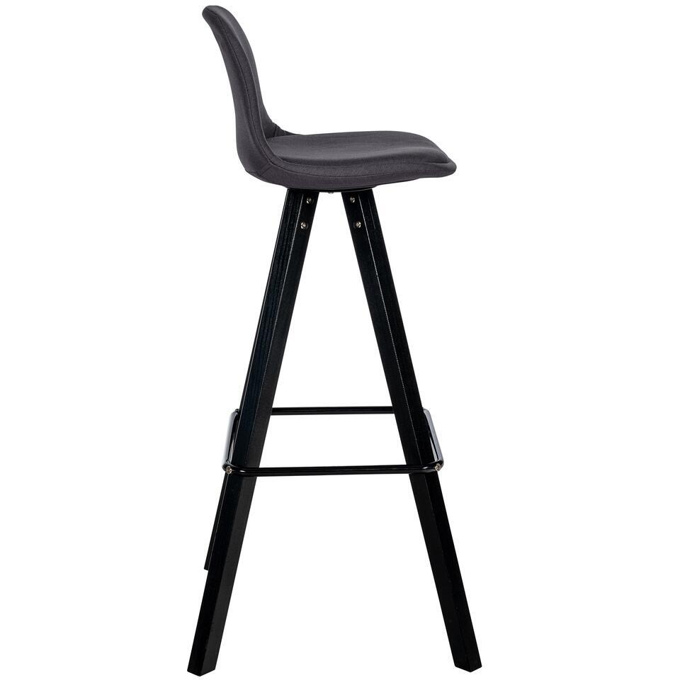  CLP Barkruk Corbin Zwart Frame - Stof - Donkergrijs
